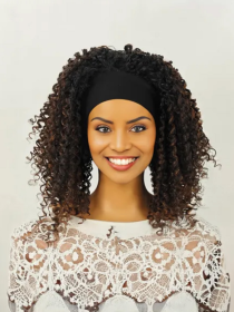 Especially Yours Curly Headband Wig Shoulder-Length Layers Of Natural Spiral Curls With Full Bouncy Volume  Comfy Stretch Band Runway Shades Of B (Option: OP430)