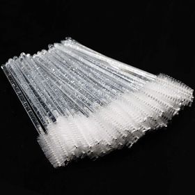 Eyelash Extension Disposable Eyebrow brush Mascara Wand Applicator Spoolers Eye Lashes Cosmetic Brushes Set makeup tools (Brush Material: 50Pcs, Color: clear White)
