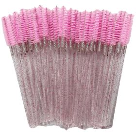 Eyelash Extension Disposable Eyebrow brush Mascara Wand Applicator Spoolers Eye Lashes Cosmetic Brushes Set makeup tools (Brush Material: 50Pcs, Color: Pink)