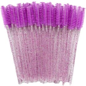 Eyelash Extension Disposable Eyebrow brush Mascara Wand Applicator Spoolers Eye Lashes Cosmetic Brushes Set makeup tools (Brush Material: 50Pcs, Color: Purple)