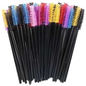 Eyelash Extension Disposable Eyebrow brush Mascara Wand Applicator Spoolers Eye Lashes Cosmetic Brushes Set makeup tools (Brush Material: 50Pcs, Color: Mix Black)