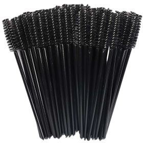 Eyelash Extension Disposable Eyebrow brush Mascara Wand Applicator Spoolers Eye Lashes Cosmetic Brushes Set makeup tools (Brush Material: 50Pcs, Color: All Black)