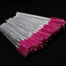 Eyelash Extension Disposable Eyebrow brush Mascara Wand Applicator Spoolers Eye Lashes Cosmetic Brushes Set makeup tools (Brush Material: 50Pcs, Color: clear Rose)
