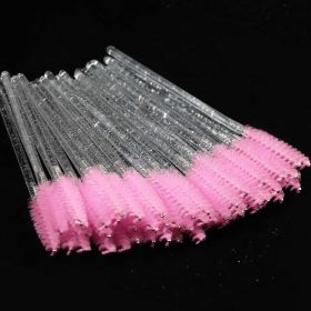 Eyelash Extension Disposable Eyebrow brush Mascara Wand Applicator Spoolers Eye Lashes Cosmetic Brushes Set makeup tools (Brush Material: 25Pcs, Color: clear Pink)