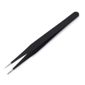 Anit-Static Tweezers, Precision Black DIY Tweezers for Nail Art and Eyelash Extensions Beauty Tools (Color: 1pc Straight head)