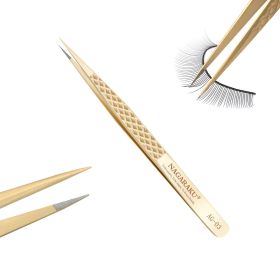 NAGARAKU Precision Fiber Tip Tweezer for Eyelash Extensions Professional Eyelash Tweezers Antistatic Straight (Color: AG-03)