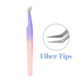 1 Pcs Eyelash Extension Tweezers With Fiber Tips Golden Stainless Steel High Precision Tweezer for Volume Fans Makeup Tools (Color: FZ-02)