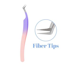 1 Pcs Eyelash Extension Tweezers With Fiber Tips Golden Stainless Steel High Precision Tweezer for Volume Fans Makeup Tools (Color: FZ-01)