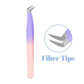 1 Pcs Eyelash Extension Tweezers With Fiber Tips Golden Stainless Steel High Precision Tweezer for Volume Fans Makeup Tools (Color: FZ-05)