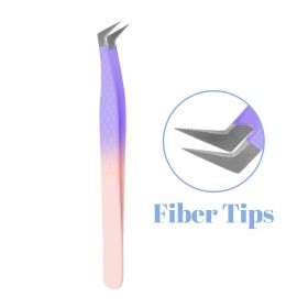1 Pcs Eyelash Extension Tweezers With Fiber Tips Golden Stainless Steel High Precision Tweezer for Volume Fans Makeup Tools (Color: FZ-04)