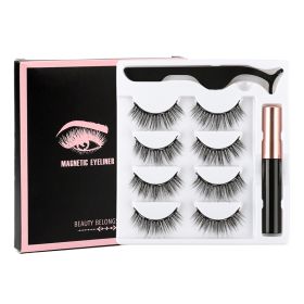 2/3/4 Pairs Magnetic Eyelashes Set Waterproof Liquid Eyeliner Tweezer Wispy False Eyelashes Dramatic 3D Mink Lashes Makeup Tools (Color: 4 Pair-6D-23-M)
