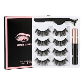 2/3/4 Pairs Magnetic Eyelashes Set Waterproof Liquid Eyeliner Tweezer Wispy False Eyelashes Dramatic 3D Mink Lashes Makeup Tools (Color: 4 Pair-6D-21-M)