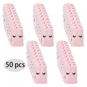 50/100 Eyelash Aftercare Bags Plastic Drawstring Lashes Bag Toiletry Makeup Pouch Cosmetic Travel Beauty Supplies Gift Packaging (Color: 50Pcs-PINK)