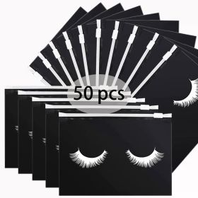 50/100 Eyelash Aftercare Bags Plastic Drawstring Lashes Bag Toiletry Makeup Pouch Cosmetic Travel Beauty Supplies Gift Packaging (Color: 50Pcs-Black-B)