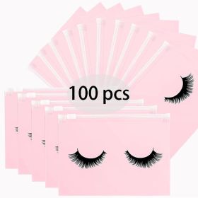 50/100 Eyelash Aftercare Bags Plastic Drawstring Lashes Bag Toiletry Makeup Pouch Cosmetic Travel Beauty Supplies Gift Packaging (Color: 100Pcs-Pink-P)
