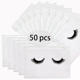50/100 Eyelash Aftercare Bags Plastic Drawstring Lashes Bag Toiletry Makeup Pouch Cosmetic Travel Beauty Supplies Gift Packaging (Color: 50Pcs-White-W)