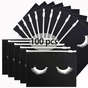 50/100 Eyelash Aftercare Bags Plastic Drawstring Lashes Bag Toiletry Makeup Pouch Cosmetic Travel Beauty Supplies Gift Packaging (Color: 100Pcs-Black-B)