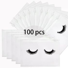 50/100 Eyelash Aftercare Bags Plastic Drawstring Lashes Bag Toiletry Makeup Pouch Cosmetic Travel Beauty Supplies Gift Packaging (Color: 100Pcs-White-W)